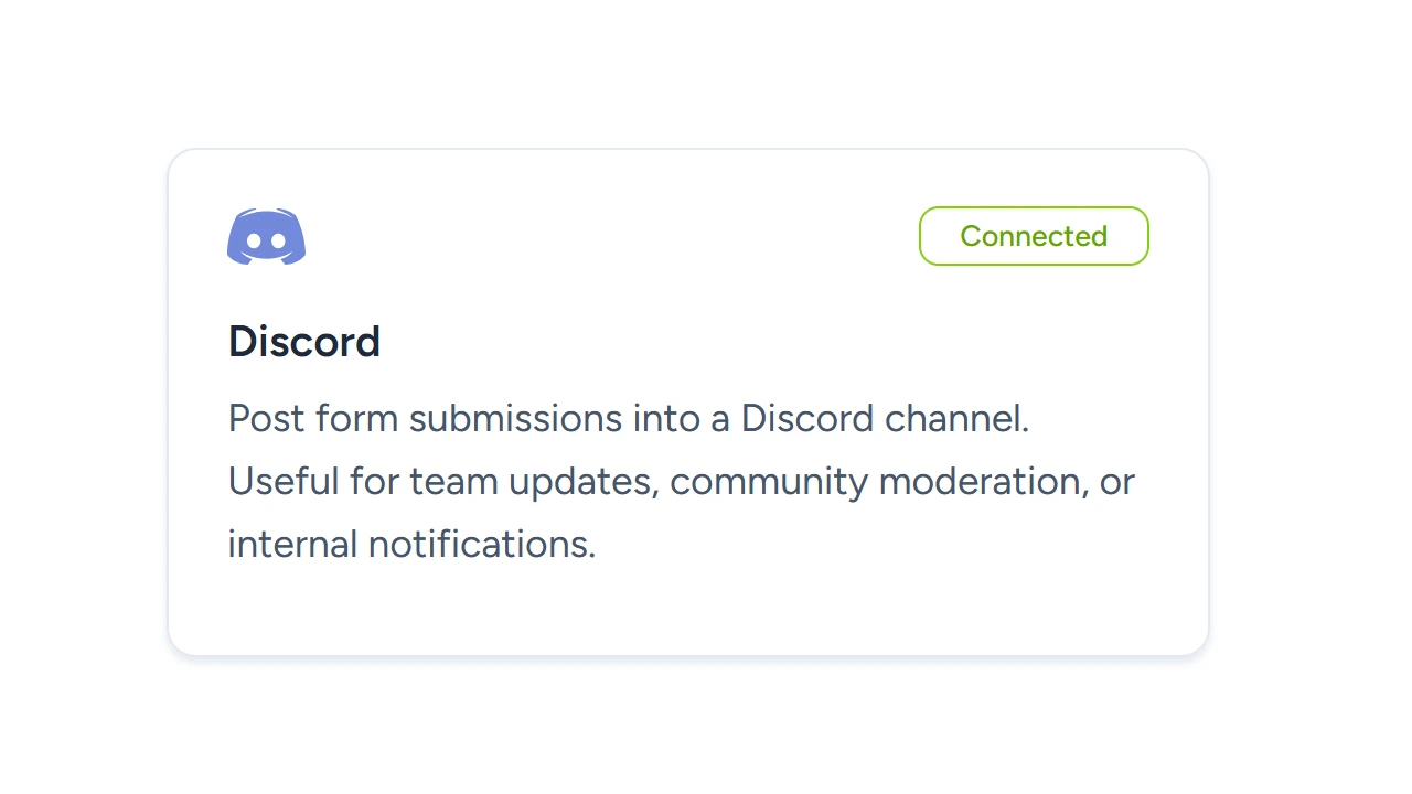 Send form submissions to a Discord channel using a webhook URL